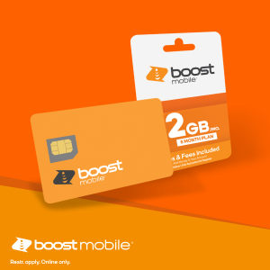 Boost Mobile 2GB高速流量+无限通话短信预付卡, 免开卡费