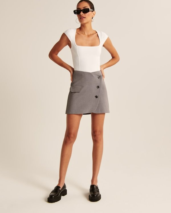 Women's Wrapped Suiting Mini Skirt | Women's Up To 25% Off Select Styles | Abercrombie.com
