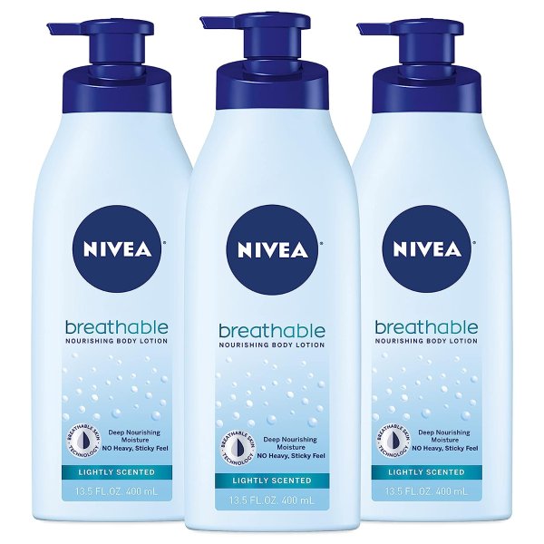 NIVEA Lightly Scented Breathable Body Lotion, Body Lotion for Dry Skin, Pack of Three