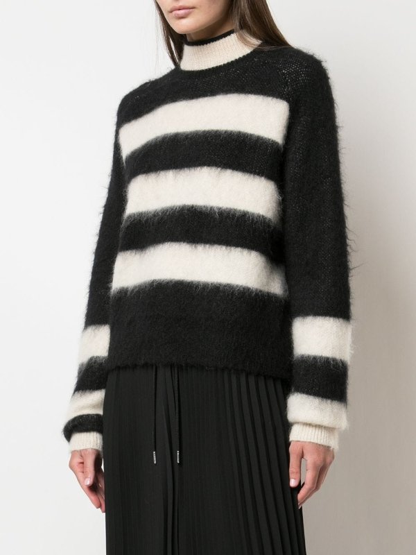 PSWL Brushed Stripe Wool Mohair Cropped Sweater