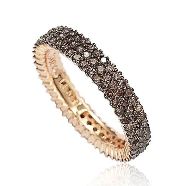 rose sterling silver micro-pave brown cubic zirconia eternity band