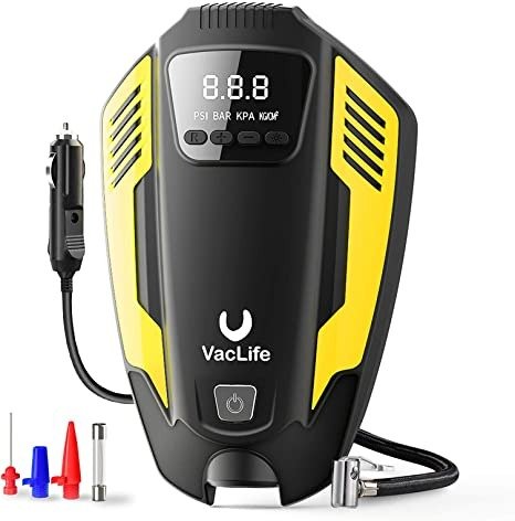 Air Compressor Tire Inflator, DC 12V Air Pump for Car Tires, Bicycles and Other Inflatables, Auto Portable Air Compressor for Car Tires with LED Light & 11.5 Feet Long Power Cord (VL711)