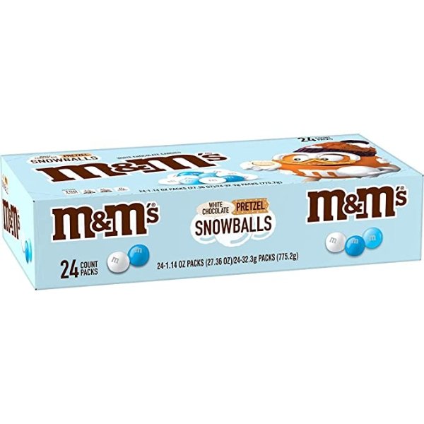 Christmas White Chocolate Pretzel Snowballs Holiday Candy, 24 bags per Carton