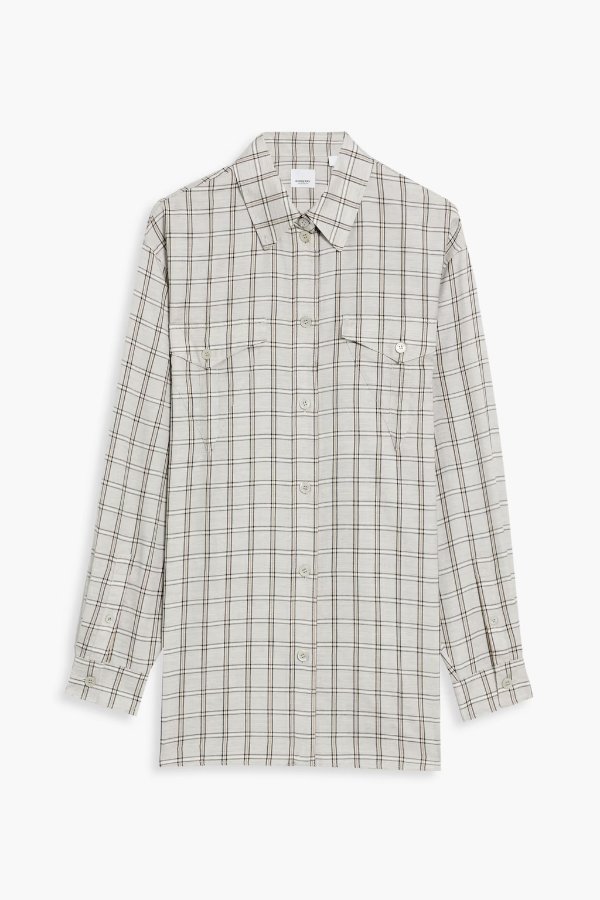Checked wool and silk-blend twill shirt