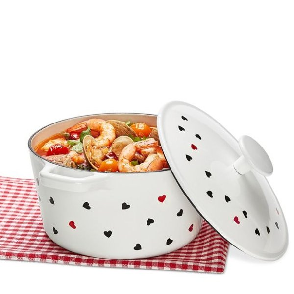 Heart-Print Enameled Cast Iron 3-Qt. Dutch Oven, Created for Macy's