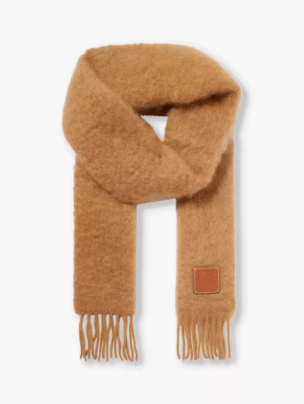 Anagram-patch mohair and wool-blend scarf