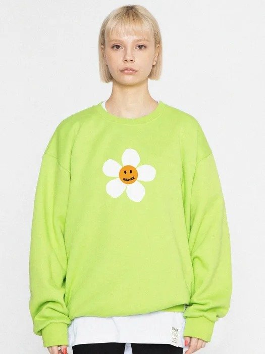 Big Flower Dote Sweatshirt Green