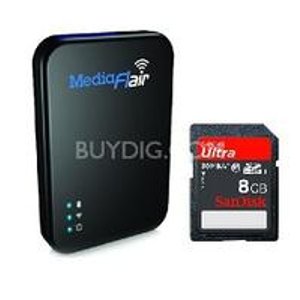 MediaFlair Portable Wi-Fi Streaming Media Storage W/ 8GB SDHC Card