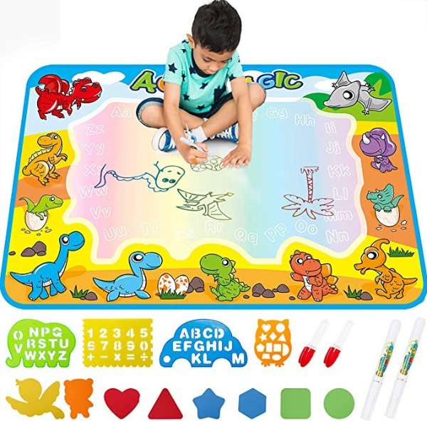 Large Aquadoodle Drawing Mat for Kids Water Painting Writing Doodle Board Toy Color Aqua Magic Mat Bring Magic Pens Educational Travel Toys Gift for Boys Girls Toddlers Age 2 3 4 5 6