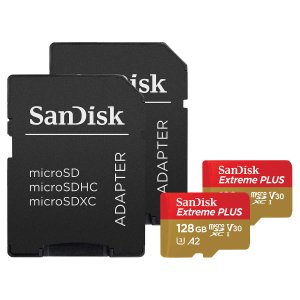 SanDisk Extreme Plus 128GB microSD Card with Adapter, 2-pack