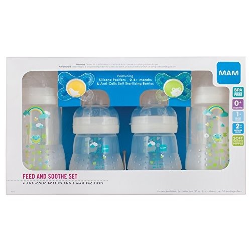 Newborn Bottle Feeding Set - 4 Anti-Colic Bottles & 2 Newborn Pacifiers - Ivory Color