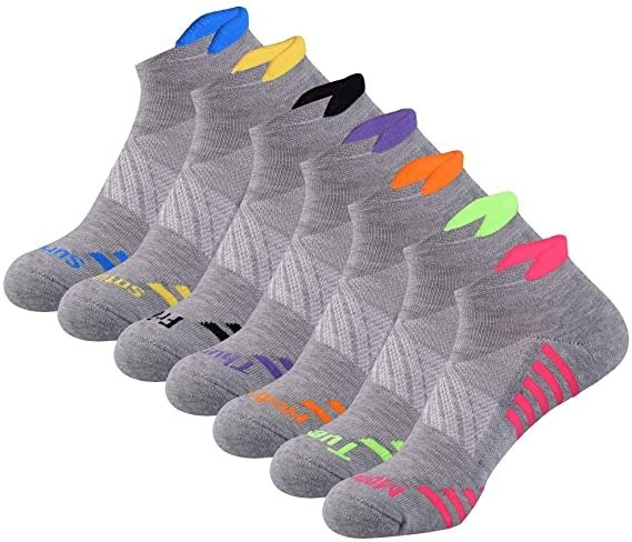 EE 6 Pairs Women's Ankle Athletic Running Socks Performance Cushioned Low Cut Sports Socks with Heel Tab