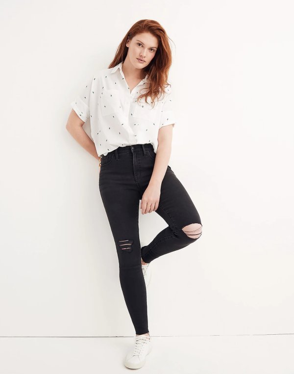 Tall 9" Mid-Rise Skinny Jeans in Black Sea