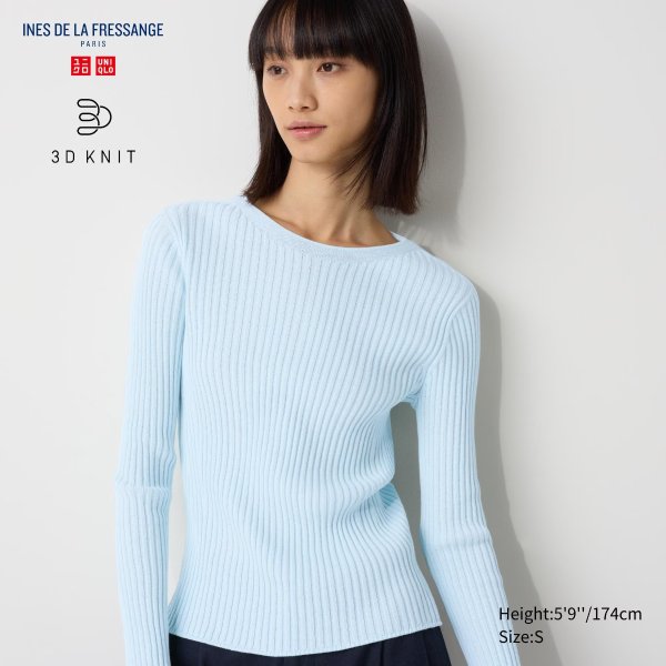 3D Knit Ribbed Crew Neck Long-Sleeve Sweater | UNIQLO US