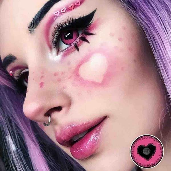 Halloween Starry Sky Anime Yandere Pink Colored Contact Lenses             &ndash;     BEAUEYE