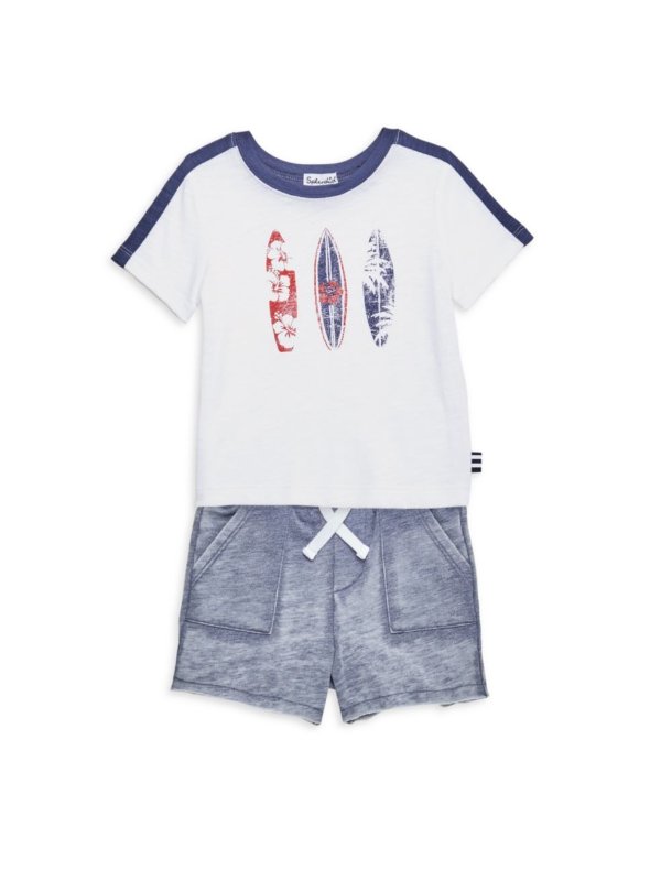Splendid - Baby's & Little Boy's 2-Piece Surfboard-Print T-Shirt & Shorts Set
