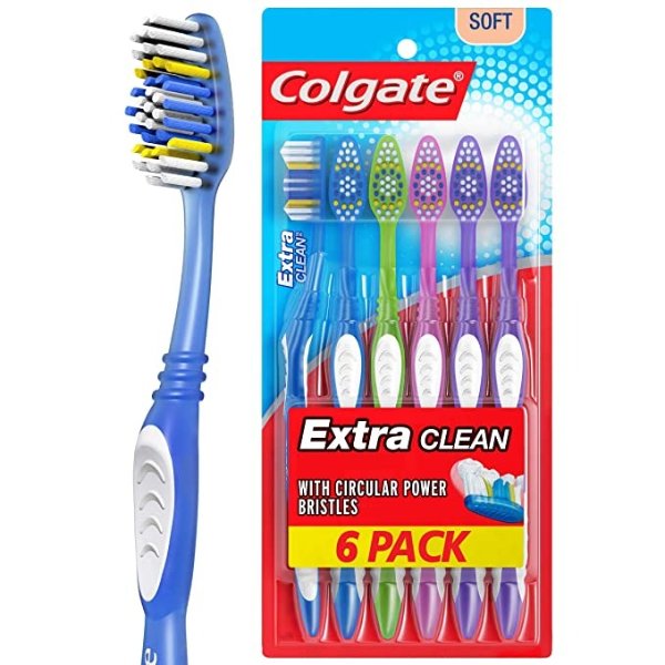 Extra Clean Toothbrush, Full Head, Soft - 6 Count