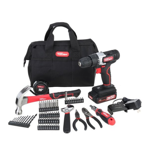20V Max Lithium-ion 3/8 inch Cordless Drill & 70-Piece DIY Home Tool Set