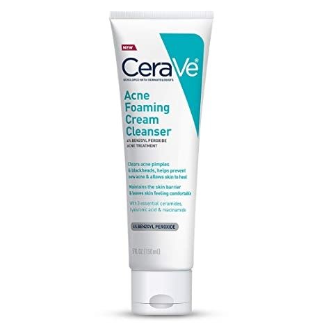 Acne Foaming Cream Cleanser | Acne Treatment Face Wash with 4% Benzoyl Peroxide, Hyaluronic Acid, and Niacinamide | Cream to Foam Formula | 5 Oz