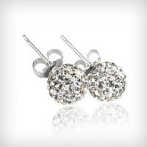  for Swarovski Crystal Ball Earrings Set in .925 Sterling Silver 