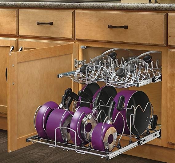 - 5CW2-2122-CR - 21 in. Pull-Out 2-Tier Base Cabinet Cookware Organizer