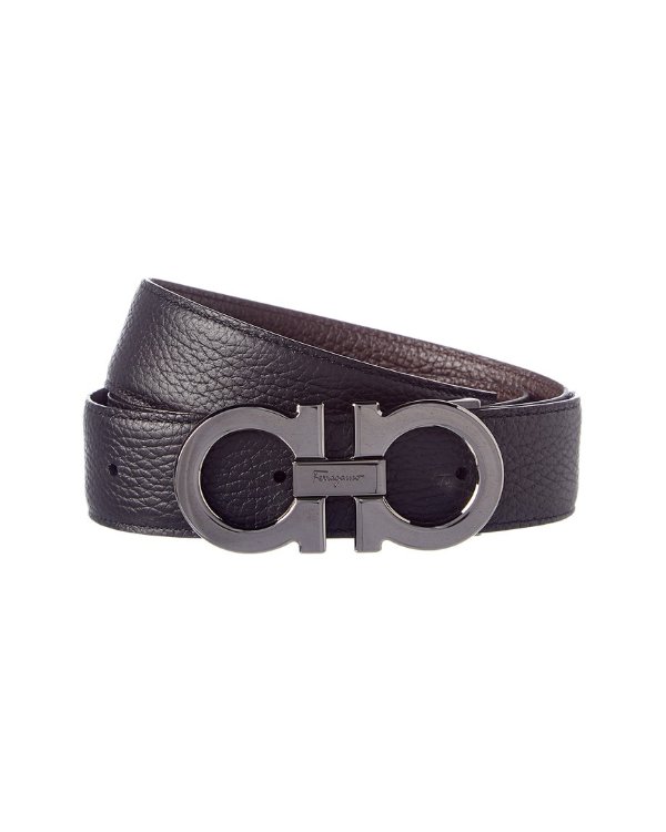 Reversible & Adjustable Double Gancio Buckle Leather Belt