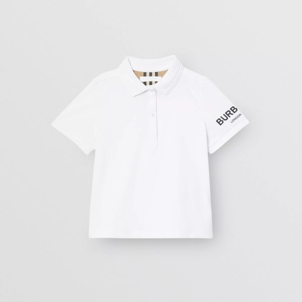 Logo Print Cotton Pique Polo Shirt