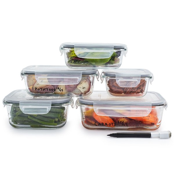 10-Piece Glass Storage Container Set with Pen |