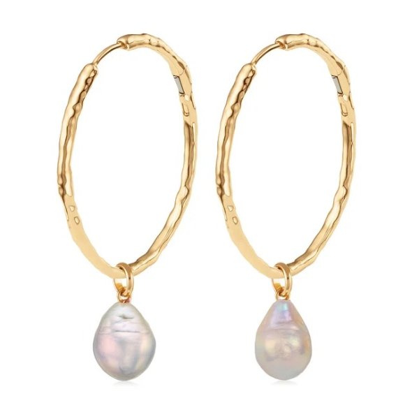 Gold Vermeil Siren Muse Large Hoop and Pearl Earring Set | Jewellery Sets | Monica Vinader