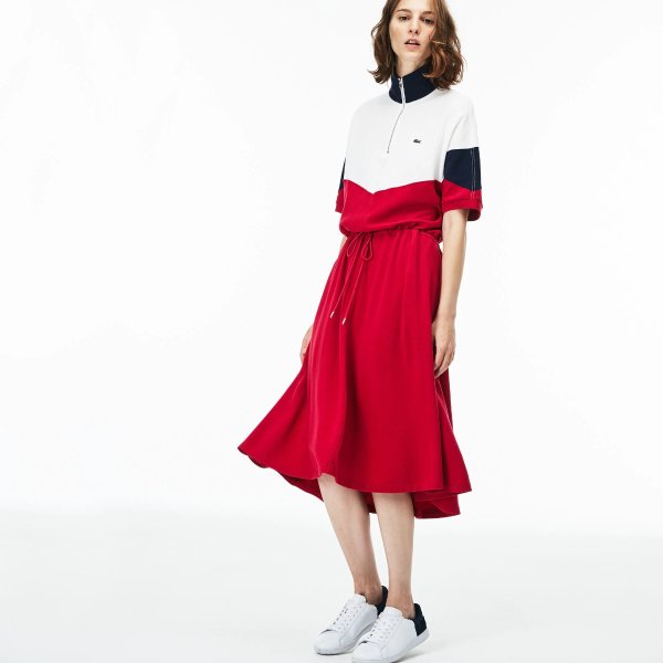 Women's Fitted Colorblock Terrycloth Pique Polo Dress