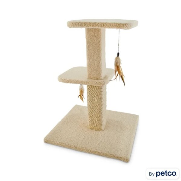 EveryYay Lookout Loft 2-Level Cat Tree with Scratch Posts & Toys, 18.25" L X 18.25" W X 25" H | Petco