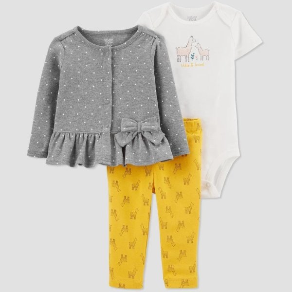 Baby Girls' 3pc Llama Top & Bottom Set - Just One You&#174; made by carter's Yellow