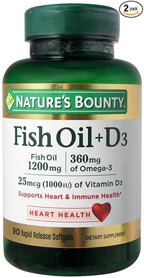Fish Oil + D3 1200 mg Softgels 90 ea (Pack of 2)