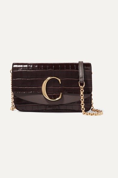 C mini croc-effect and smooth leather shoulder bag