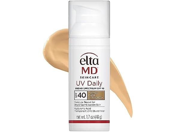 UV Daily Tinted Sunscreen with Zinc Oxide, SPF 40 Face Sunscreen Moisturizer, Helps Hydrate Skin and Decrease Wrinkles, Lightweight Face Sunscreen, Absorbs Into Skin Quickly, 1.7 oz Pump