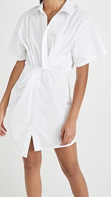 Twisted Placket白衬衫裙