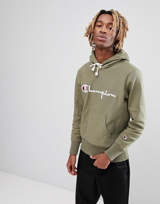 Champion Hoodie With Large Logo In Green at asos.com