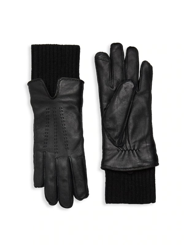 Faux Fur-Lined Leather Gloves