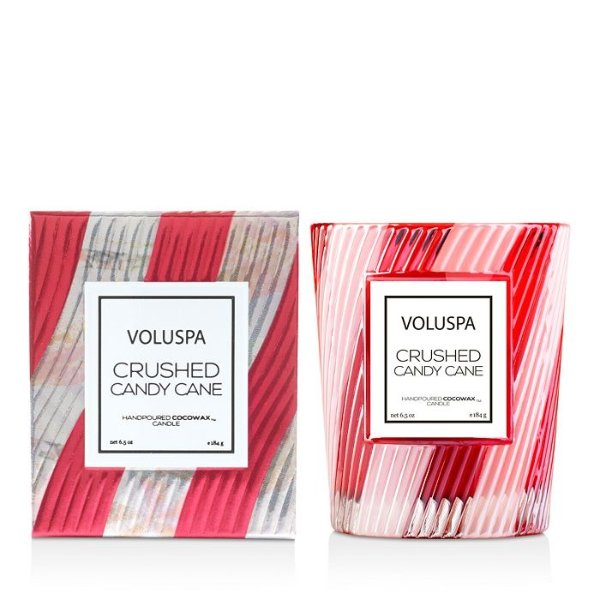 Crushed Candy Cane Classic Candle with Textured Glass