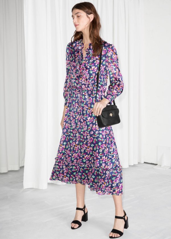 Floral Print Midi Dress - Blue Floral - Maxi dresses - & Other Stories US