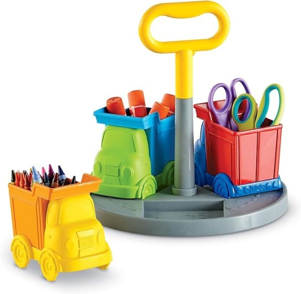 Learning Resources Create-a-Space Kiddy Center Trucks - 5 Pieces, Kids Art Supplies Organizer, Storage Caddy for Kids,Crayon Organizer