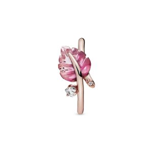 Pandora超好看的少女设计感！14K玫瑰金 玫瑰荆棘叶戒指
