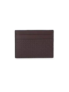 Mini Gancino Textured Leather Card Case