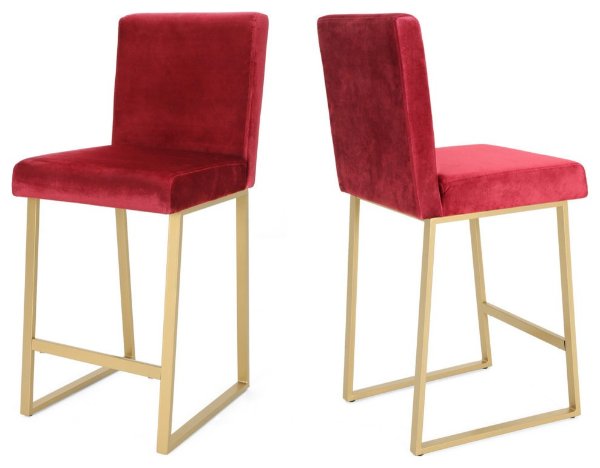 GDF Studio Lexi Modern Velvet Barstools, Set of 2 - Contemporary - Bar Stools And Counter Stools - by GDFStudio