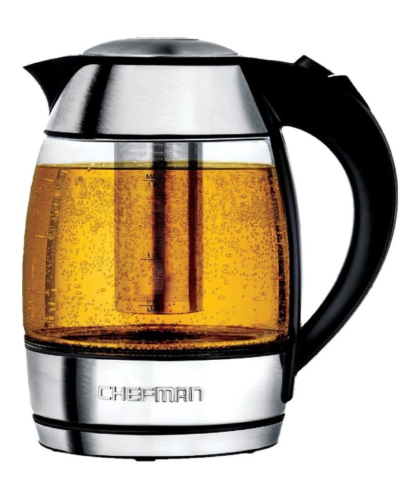 RJ11-17-TI Electric Glass Kettle with Tea Infuser 1.8 L, Light Silver