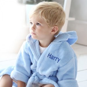 Baby's Hooded Fleece Robe - Blue