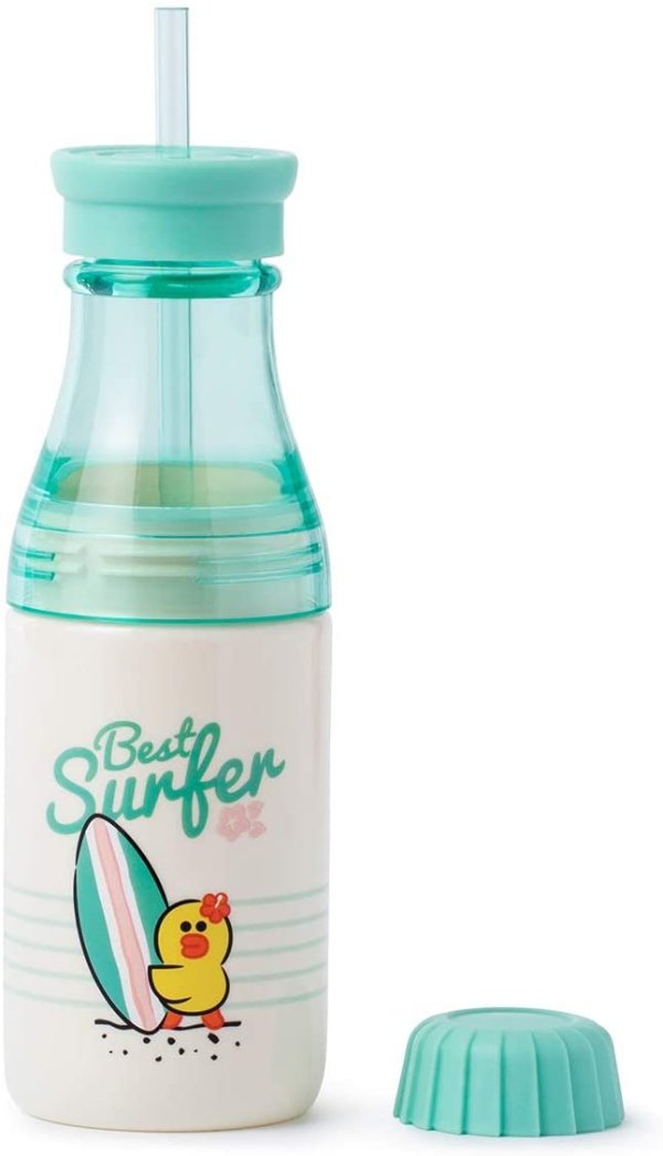 Tumbler - Sally Character Two Layer Bottle with Straw, Green