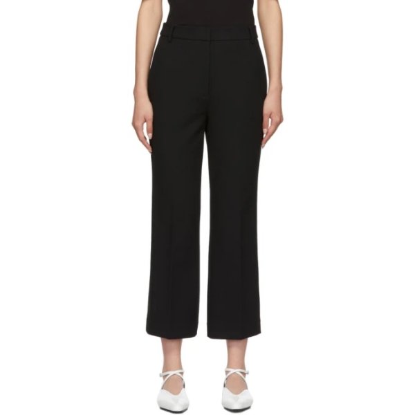 Black Anson Cropped Bootcut Trousers