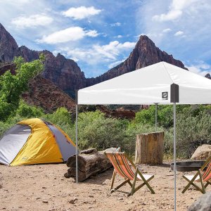 E-Z UP AMB3SSGF10WH Ambassador, 10' x 10', Roller Bag and 4 Piece Spike Set, White Slate Instant Tent Shelter Canopy