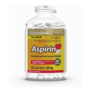 GoodSense Aspirin Pain Reliever & Fever Reducer (NSAID), 325 mg Coated Tablets